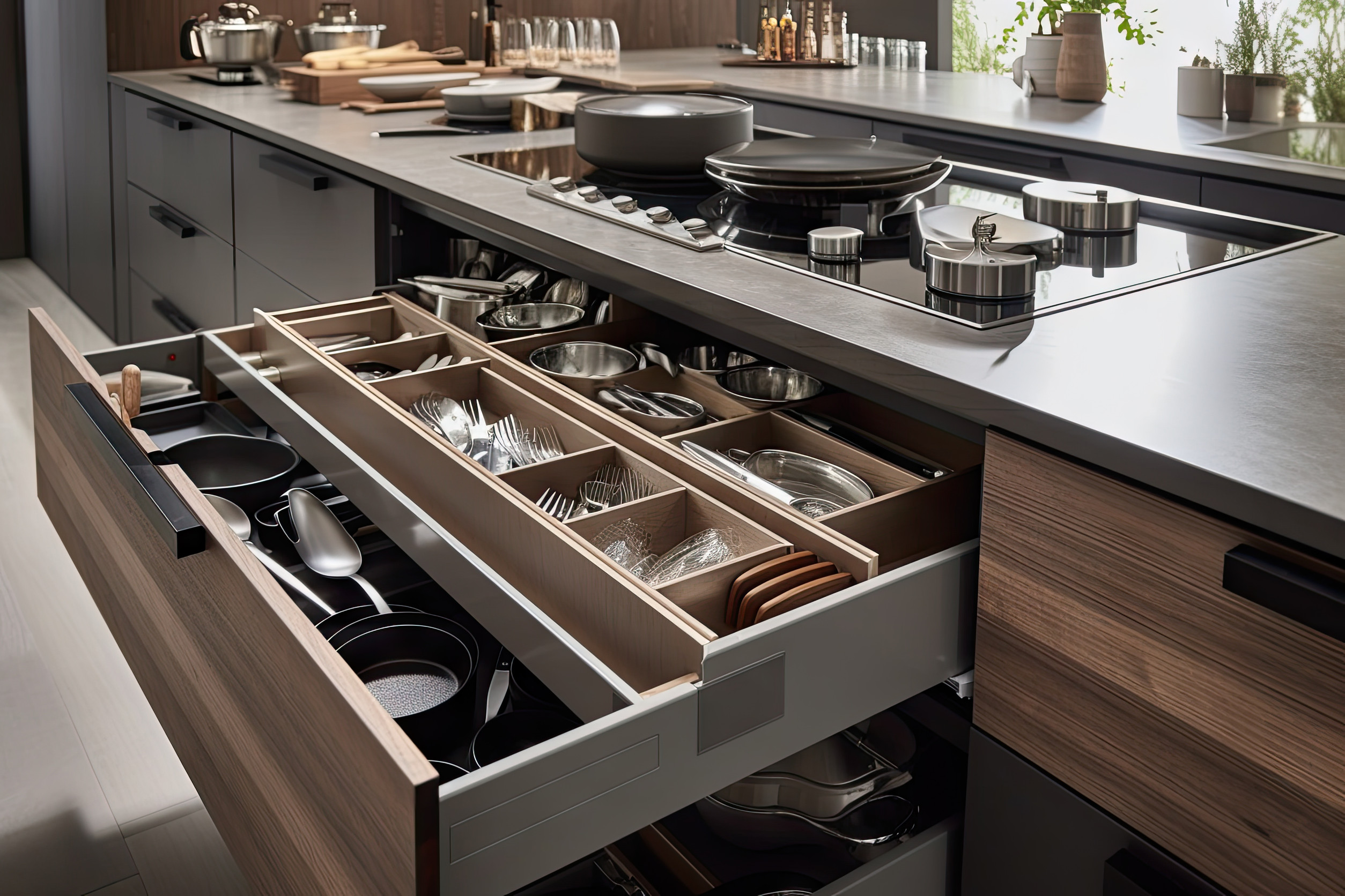 Hidden Kitchen Drawers and Cabinets