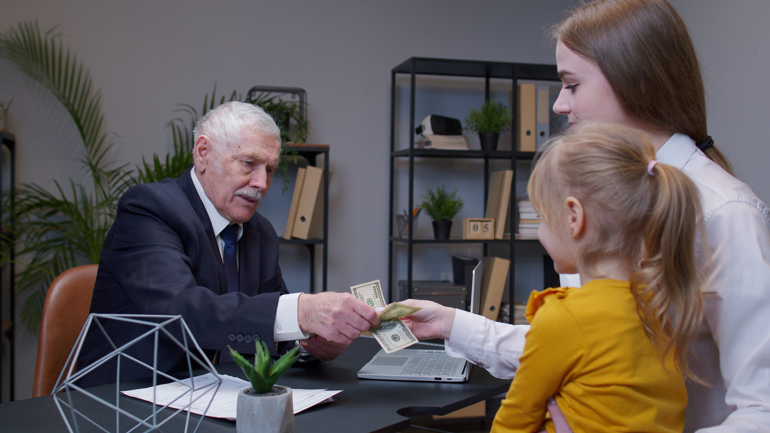 old man providing for a young woman