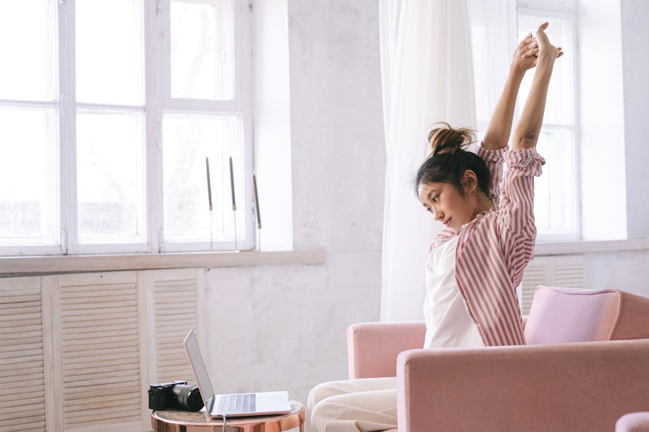 A Woman Stretching Her Arms