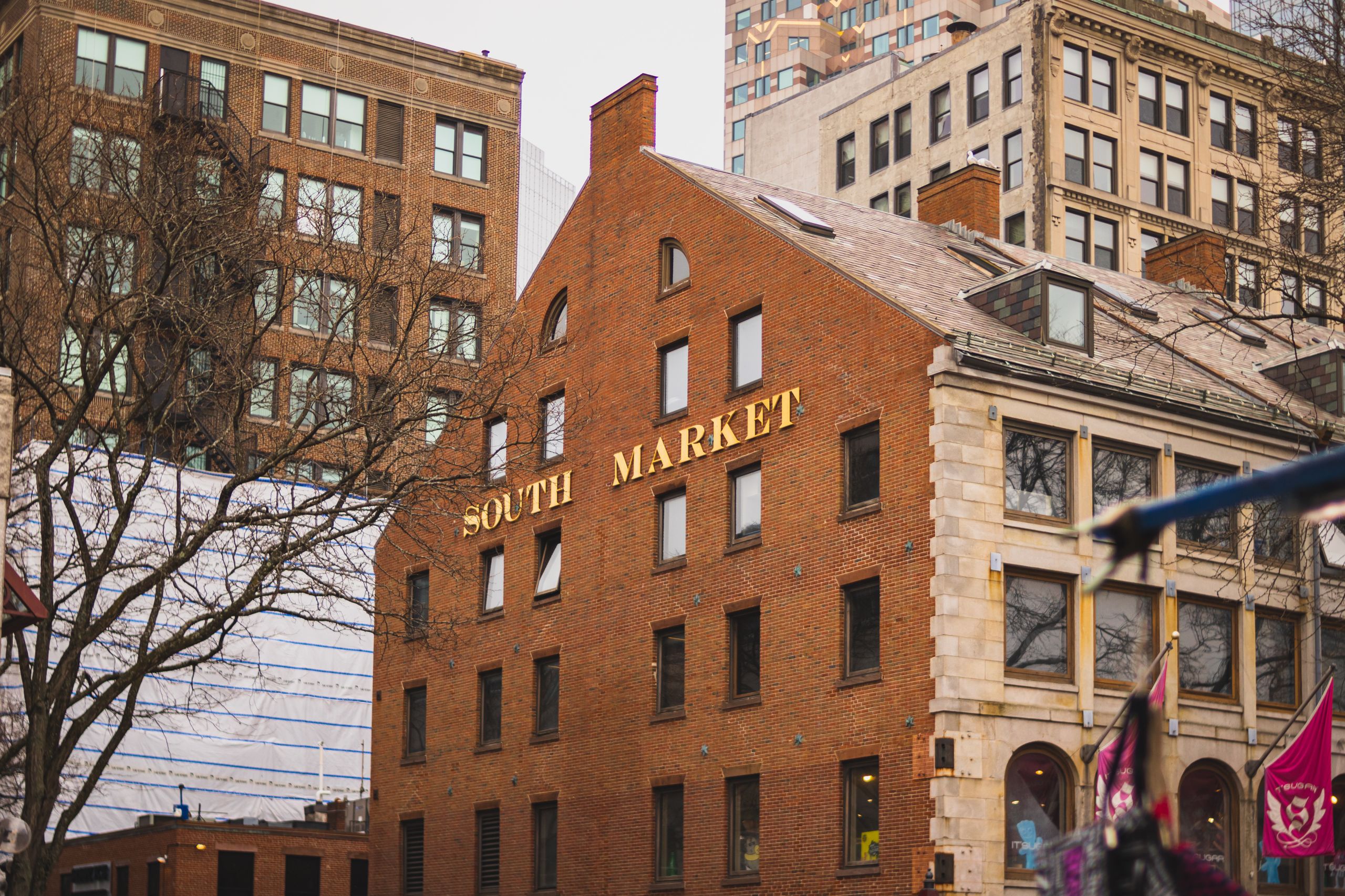 Historic South Market building in Boston, Massachusetts showcasing vintage urban architecture.